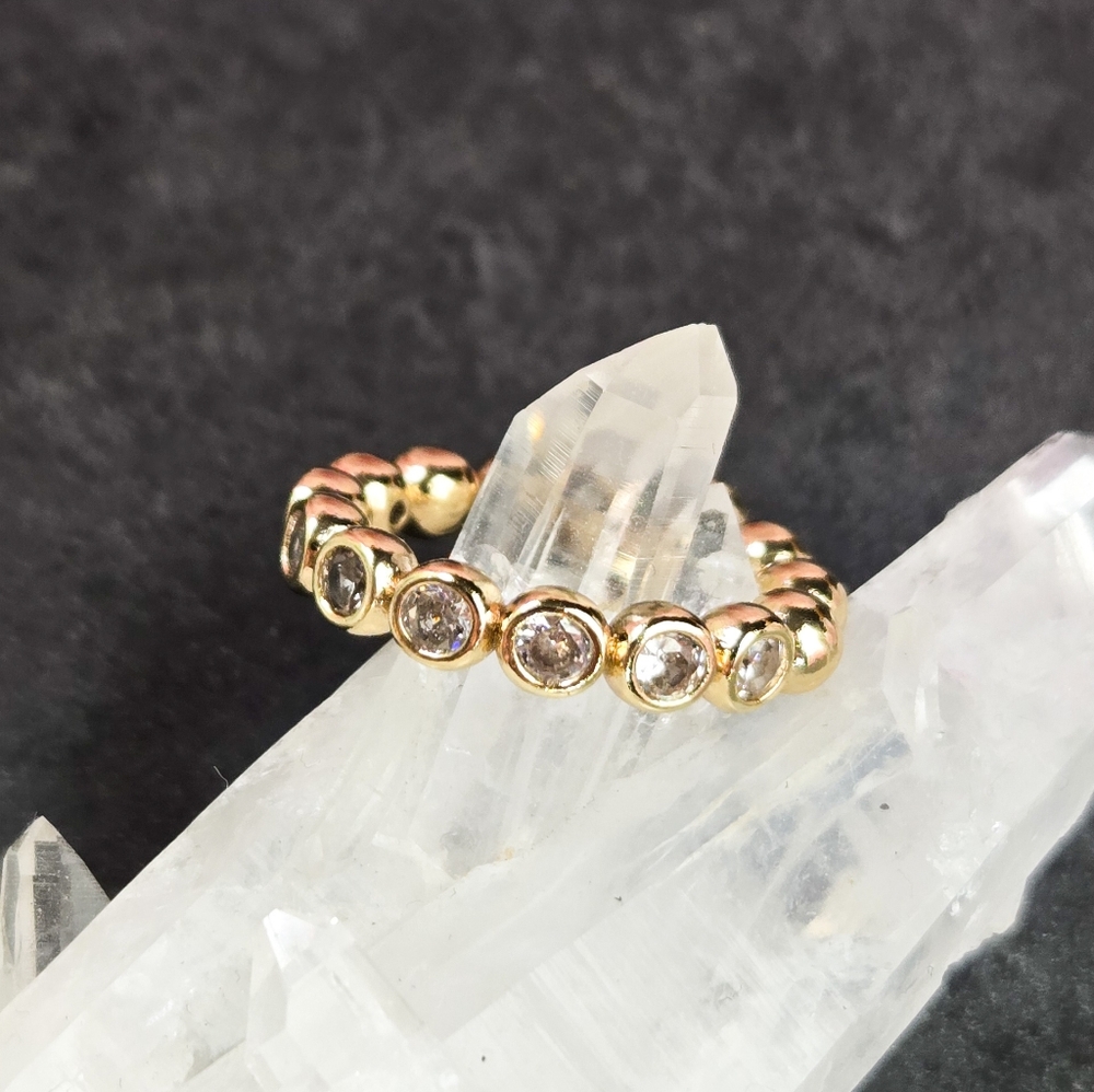 NWT CZ Bezel-Set Stacking Half Eternity Ring, Size 6